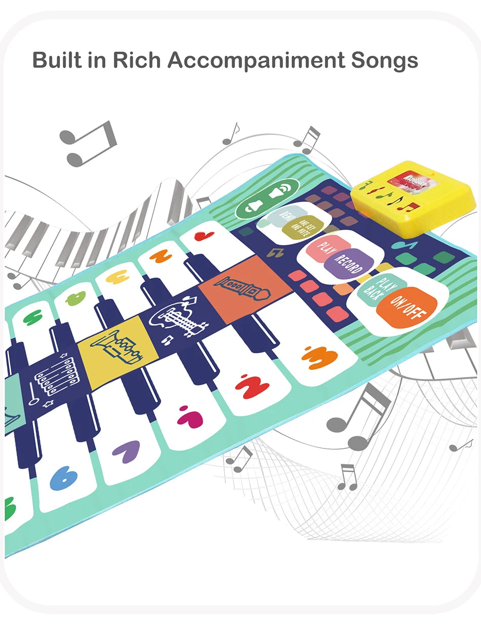Tapis d’éveil musical multifonction bleu avec chiffres pour enfants