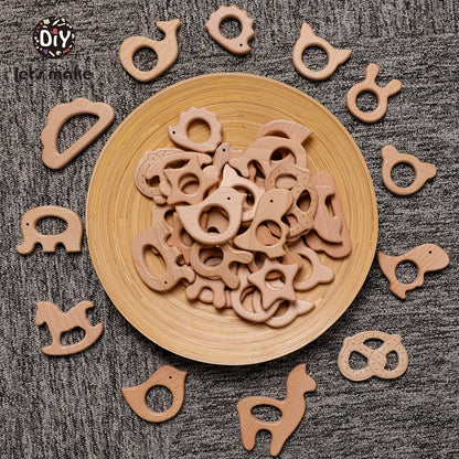 Hochet de dentition en bois de hêtre pour bébé