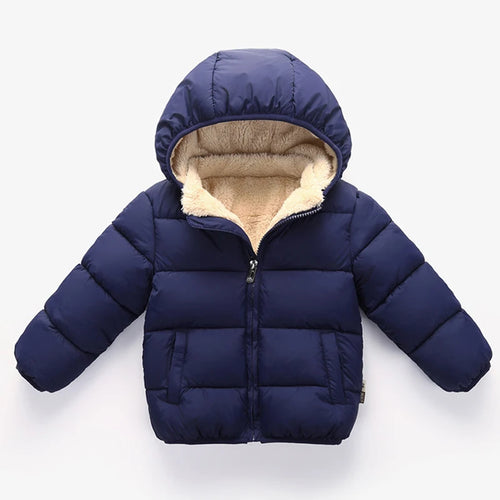 Doudoune bébé bleue foncée rembourrée avec velours intérieur