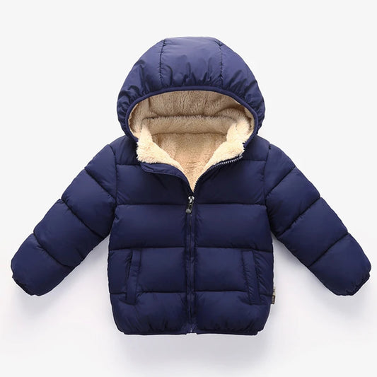 Doudoune bébé bleue foncée rembourrée avec velours intérieur