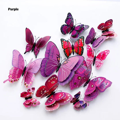 Autocollants muraux 3D en forme de papillon 12Pcs