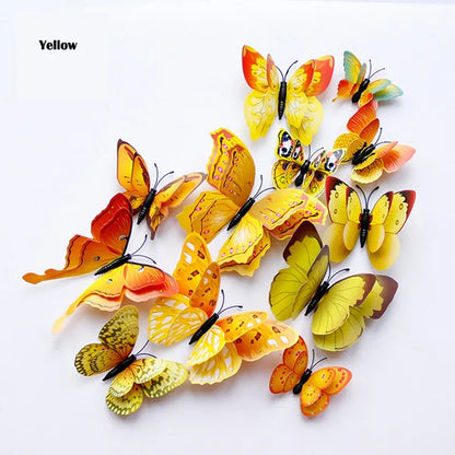 Autocollants muraux 3D en forme de papillon 12Pcs