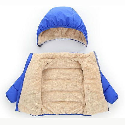 Doudoune bébé bleue foncée rembourrée avec velours intérieur