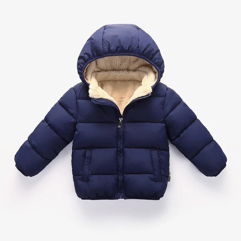 Doudoune bébé bleue foncée rembourrée avec velours intérieur