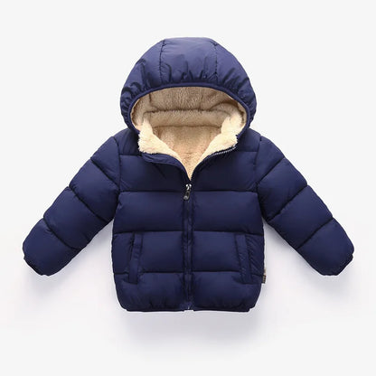 Doudoune bébé bleue foncée rembourrée avec velours intérieur