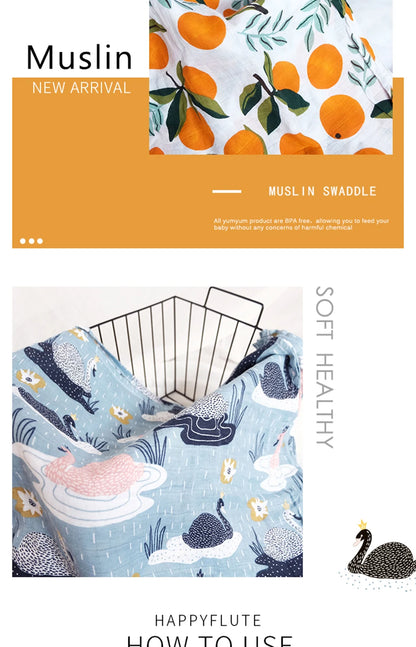 Couverture en mousseline de bambou et coton pour bébé