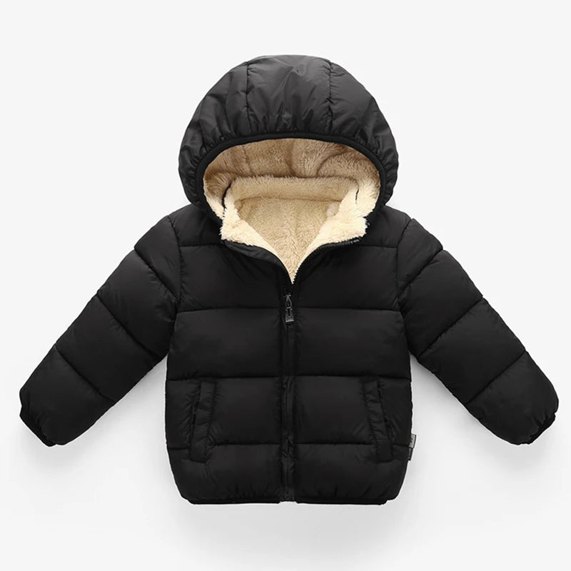 Doudoune bébé bleue foncée rembourrée avec velours intérieur