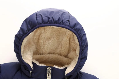 Doudoune bébé bleue foncée rembourrée avec velours intérieur
