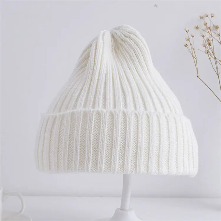 Bonnet tricoté côtelé pour bébés filles et garçons
