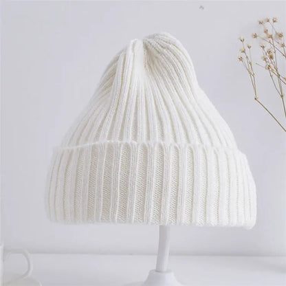 Bonnet tricoté côtelé pour bébés filles et garçons