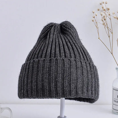 Bonnet tricoté côtelé pour bébés filles et garçons