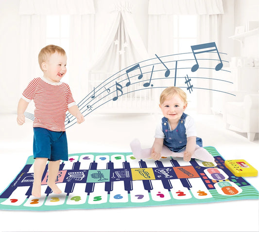 Tapis d’éveil musical multifonction bleu avec chiffres pour enfants