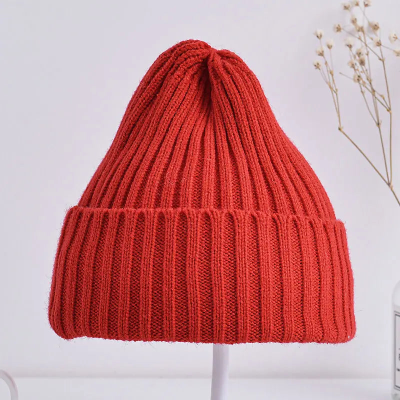 Bonnet tricoté côtelé pour bébés filles et garçons