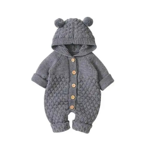 Combinaison tricotée capuche oreilles d’ours