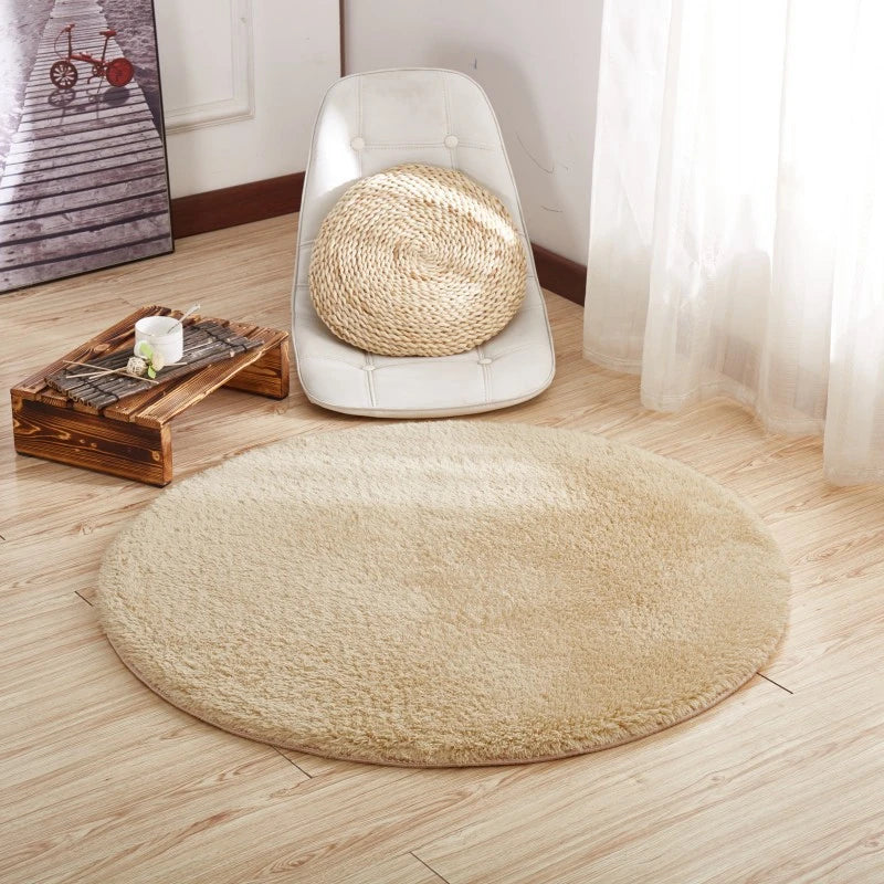 Tapis de sol bébé doux rond et beige pour bébé