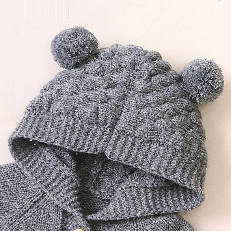 Combinaison tricotée capuche oreilles d’ours