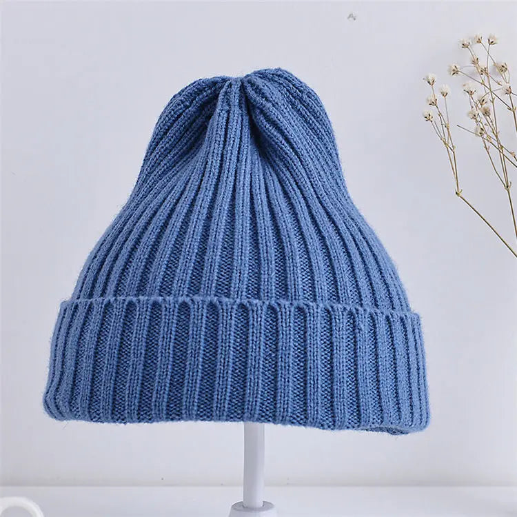 Bonnet tricoté côtelé pour bébés filles et garçons