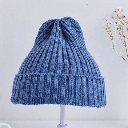 Bonnet tricoté côtelé pour bébés filles et garçons