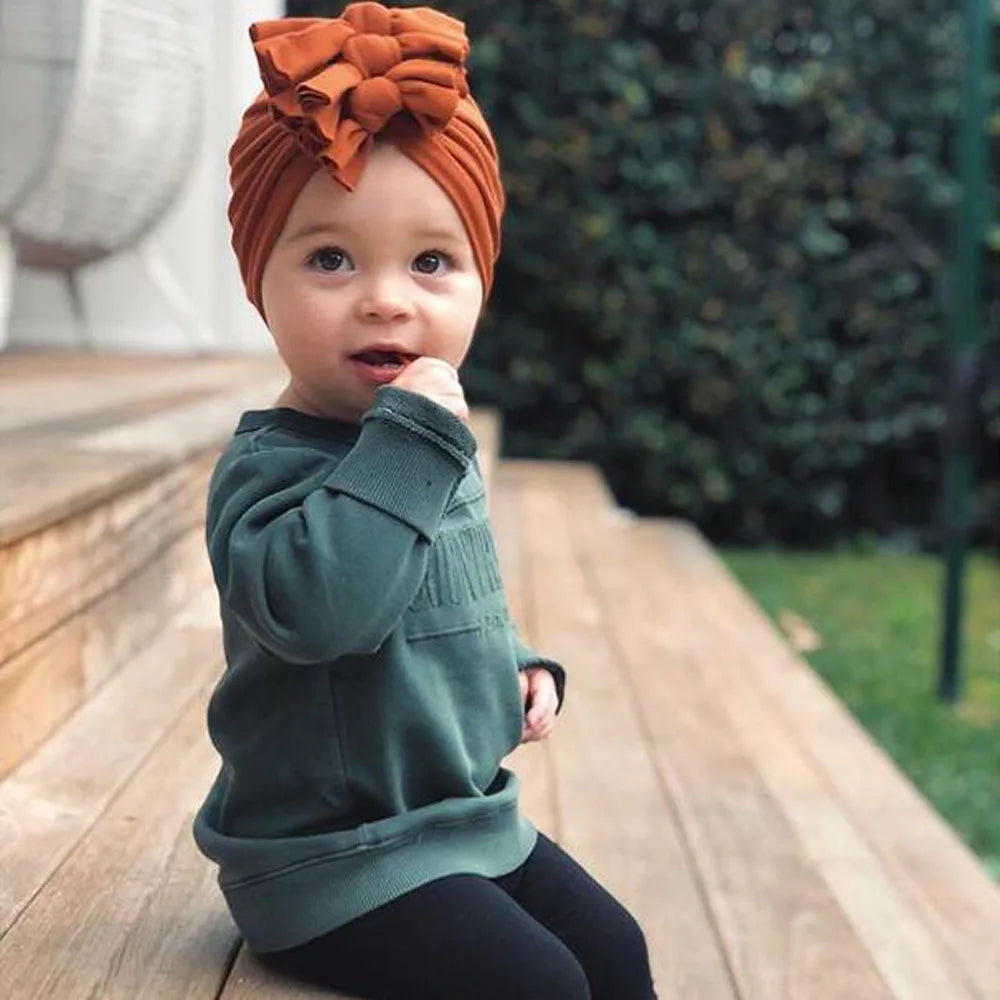Turban en coton avec petits nœuds pour petites filles