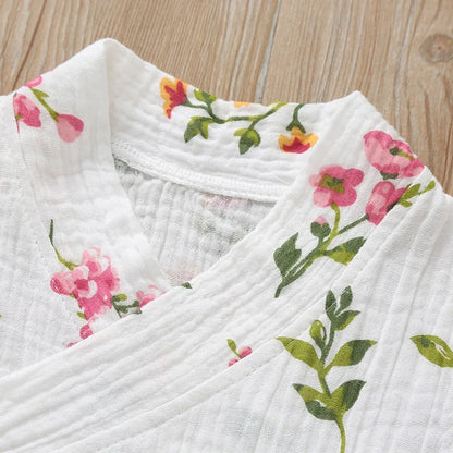 Tenue d’été style kimono imprimé floral pour bébé