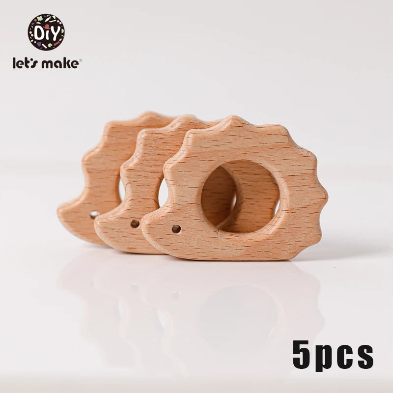Hochet de dentition en bois de hêtre pour bébé