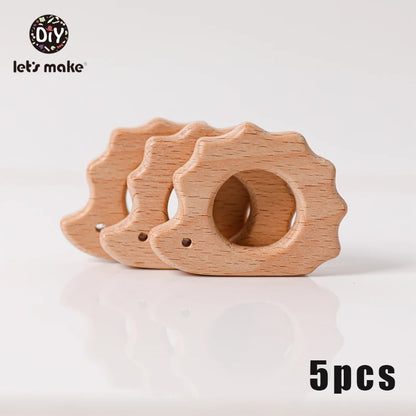 Hochet de dentition en bois de hêtre pour bébé