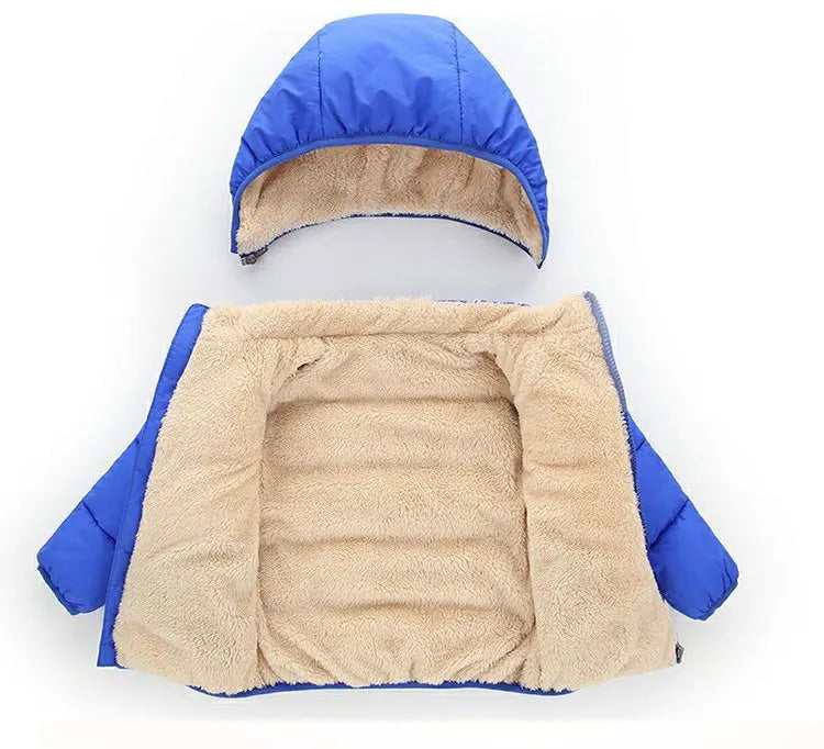 Doudoune bébé bleue foncée rembourrée avec velours intérieur