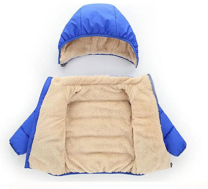 Doudoune bébé bleue foncée rembourrée avec velours intérieur