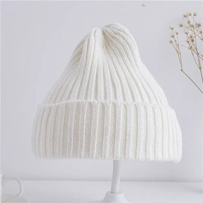 Bonnet tricoté côtelé pour bébés filles et garçons
