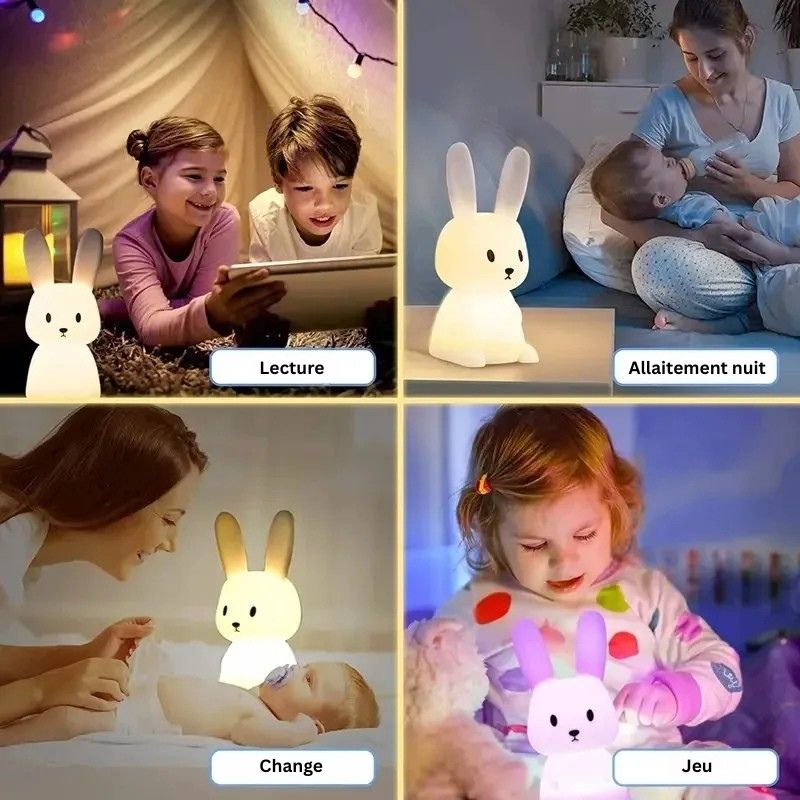 Veilleuse lapin en silicone aux couleurs changeantes