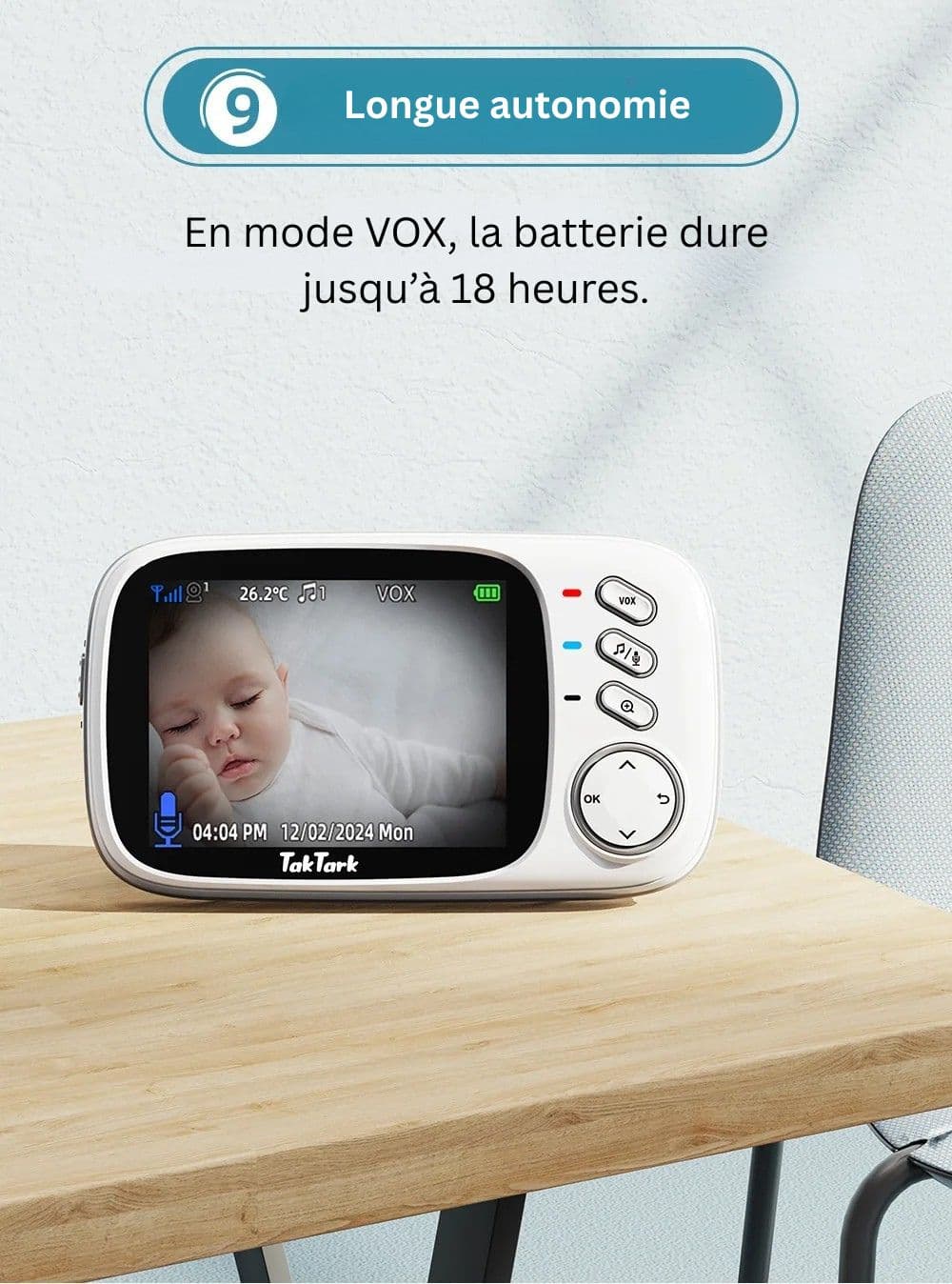 Babyphone vidéo sans fil avec écran couleur