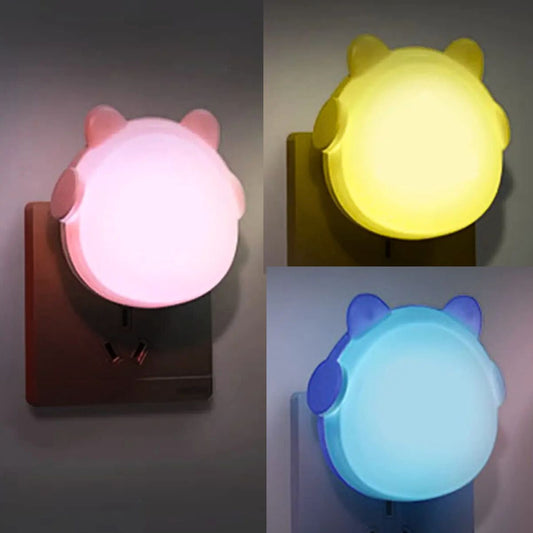 Lot de 2 veilleuses mignonnes en forme de tête d’ours