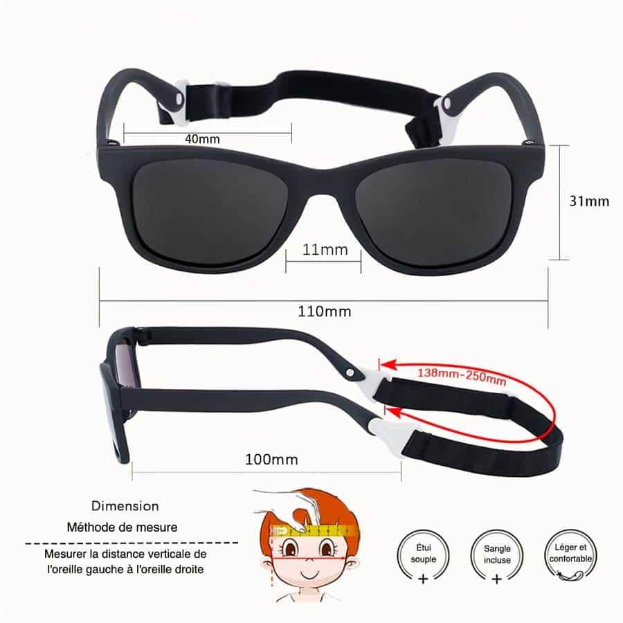 Lunettes de soleil avec sangle réglable pour bébés