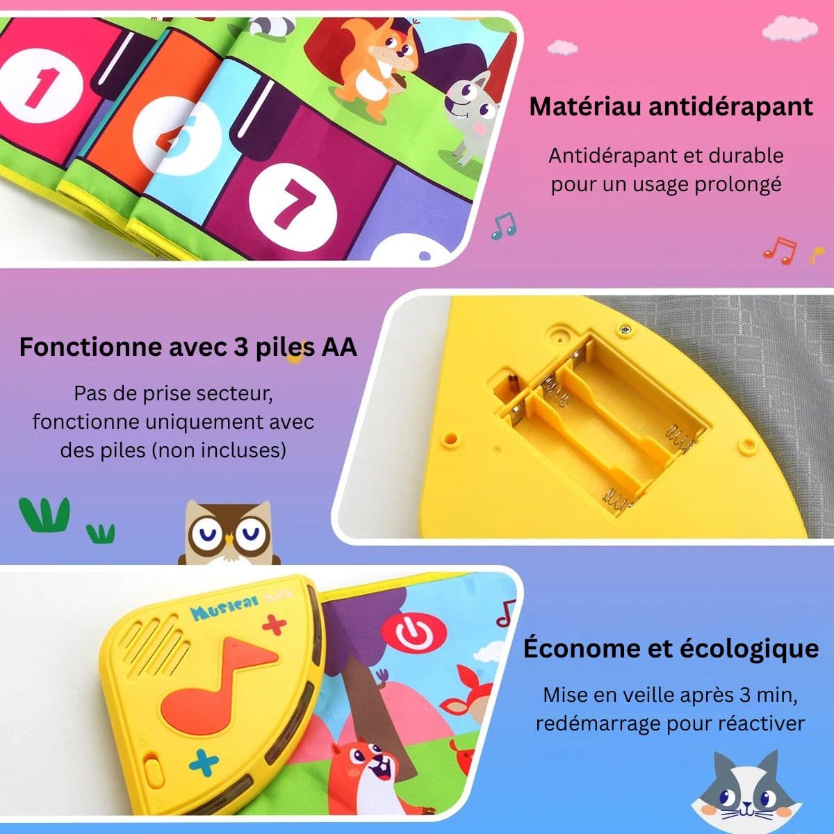 Tapis d’éveil musical coloré multifonction pour enfants