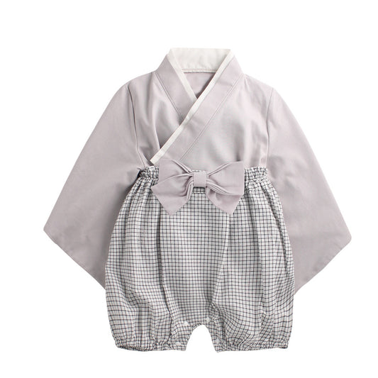 Kimono rétro gris pour bébé avec haut à manches courtes