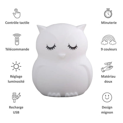 Veilleuse en forme de hibou pour enfant