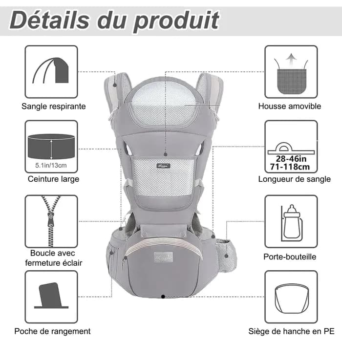 Porte bébé ventral ergonomique