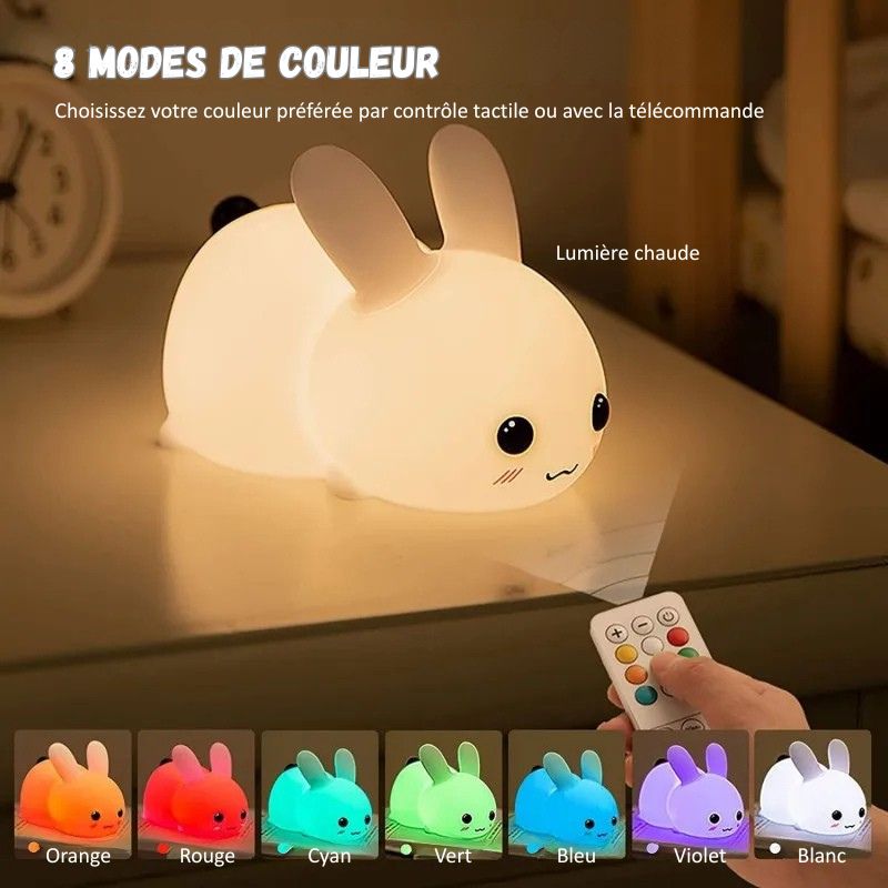 Veilleuse lapin avec télécommande