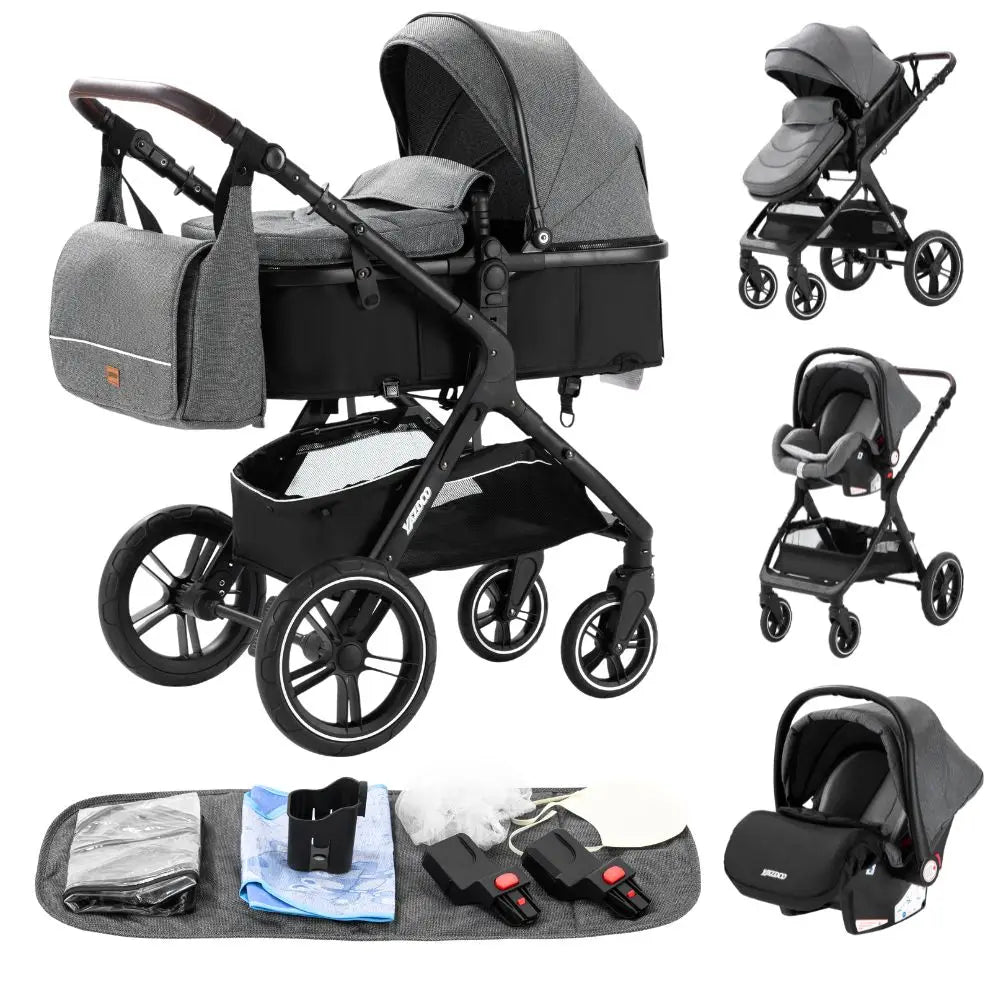 Poussette luxueuse 3 en 1 pour nouveau-né pliable