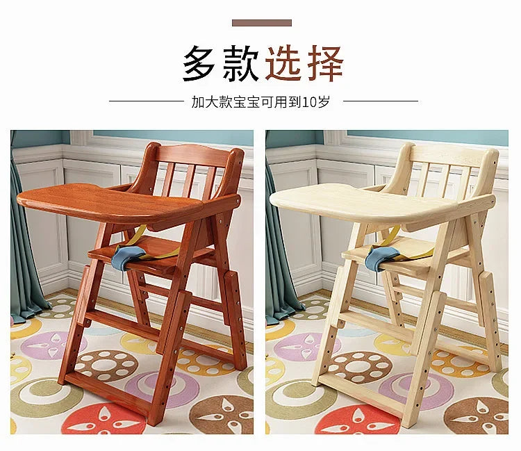 Chaise haute en bois pliable pour bébé