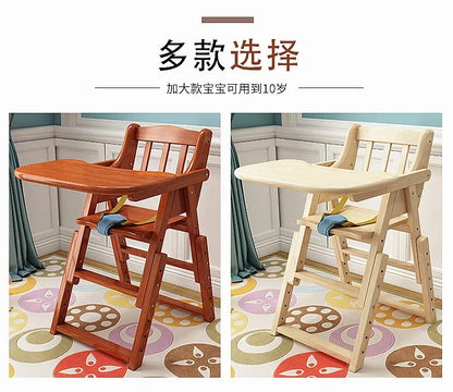 Chaise haute en bois pliable pour bébé