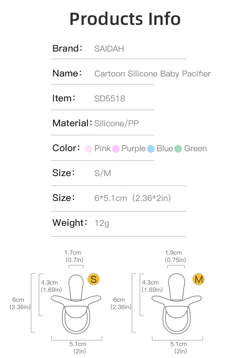 Sucette en silicone de couleur vive pour bébé