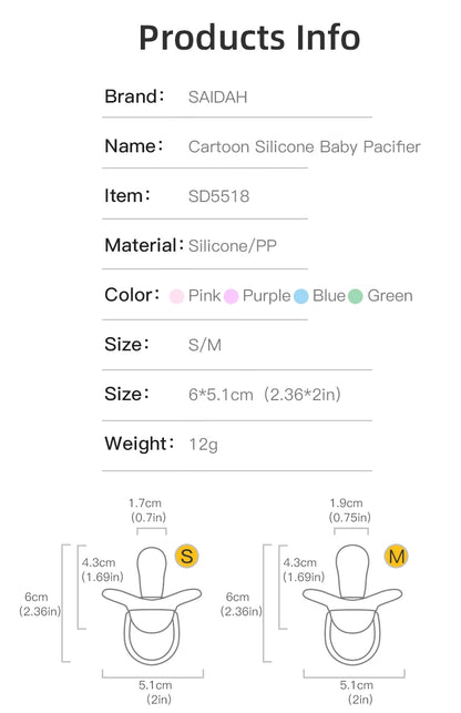Sucette en silicone de couleur vive pour bébé