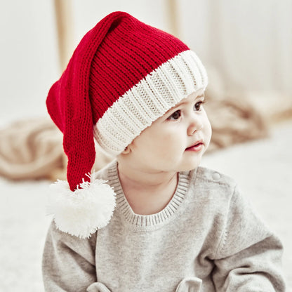 Joli Bonnet de Noël à pompon unisexe pour maman et bébé