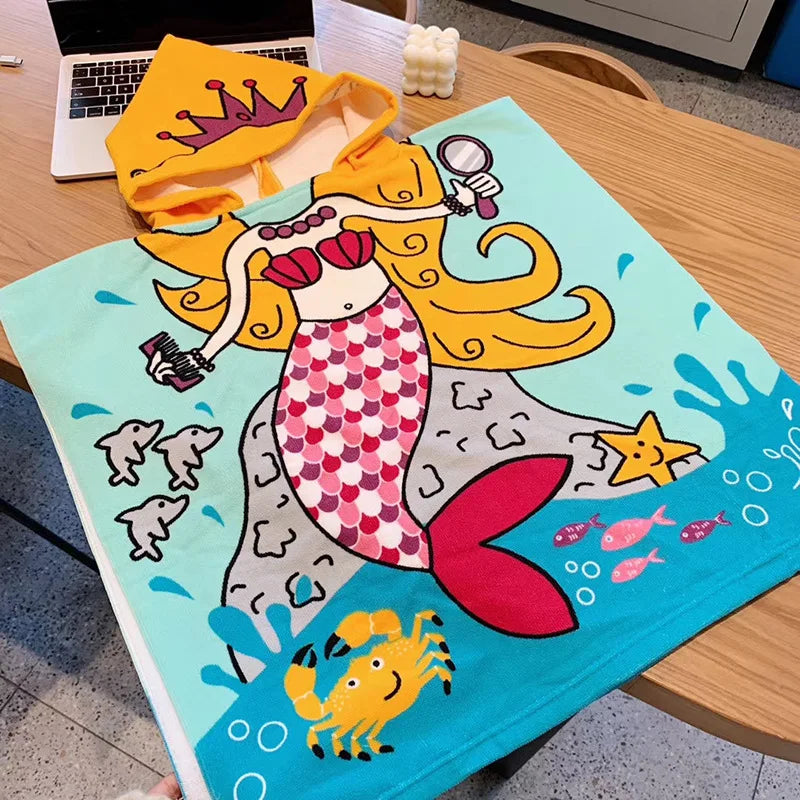 Cape de bain à capuche pour enfant