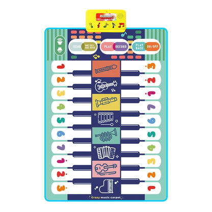 Tapis d’éveil musical multifonction bleu avec chiffres pour enfants