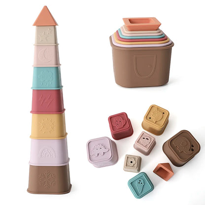 Collection de tasses empilables en silicone pour bébés