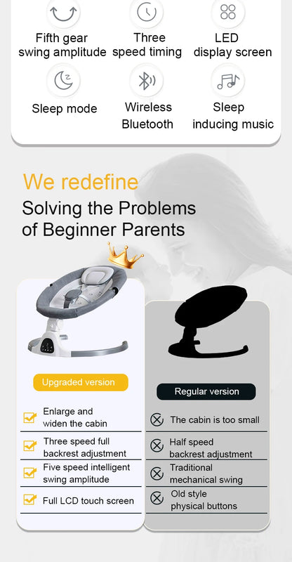 Berceau électrique et musical télécommandé pour bébé avec connexion Bluetooth