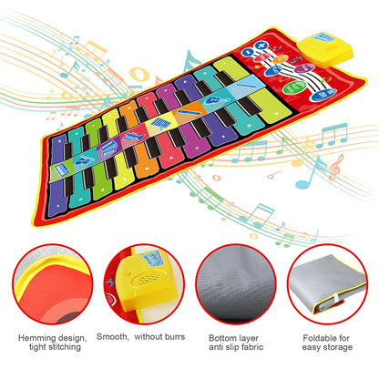 Tapis d’éveil musical multifonction couleur arc en ciel pour enfants