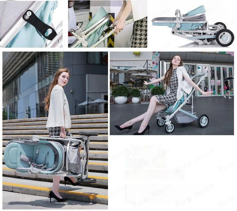 Poussette de luxe réversible pour bébé